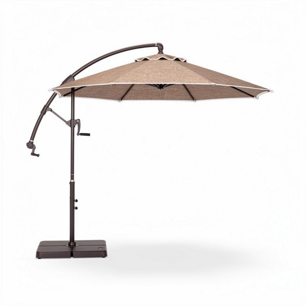 Sonnenschirm mit schwenkbarem Arm aus Aluminium 200 x 200 x 250cm braun
