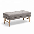 Sitzbank aus grauem Stoff mit Holzbeinen 120 x 60 x 45cm