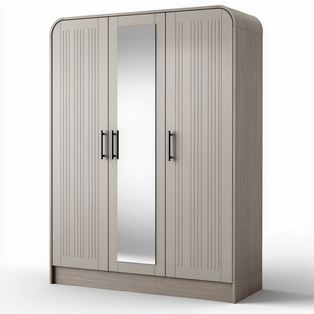 Kleiderschrank mit Spiegeltür in grau 180 x 90 x 50cm aus Holzdesign