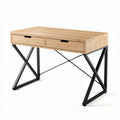 Schreibtisch aus Eichenholz mit metalldetails und zwei schubladen 120 x 60 x 75cm