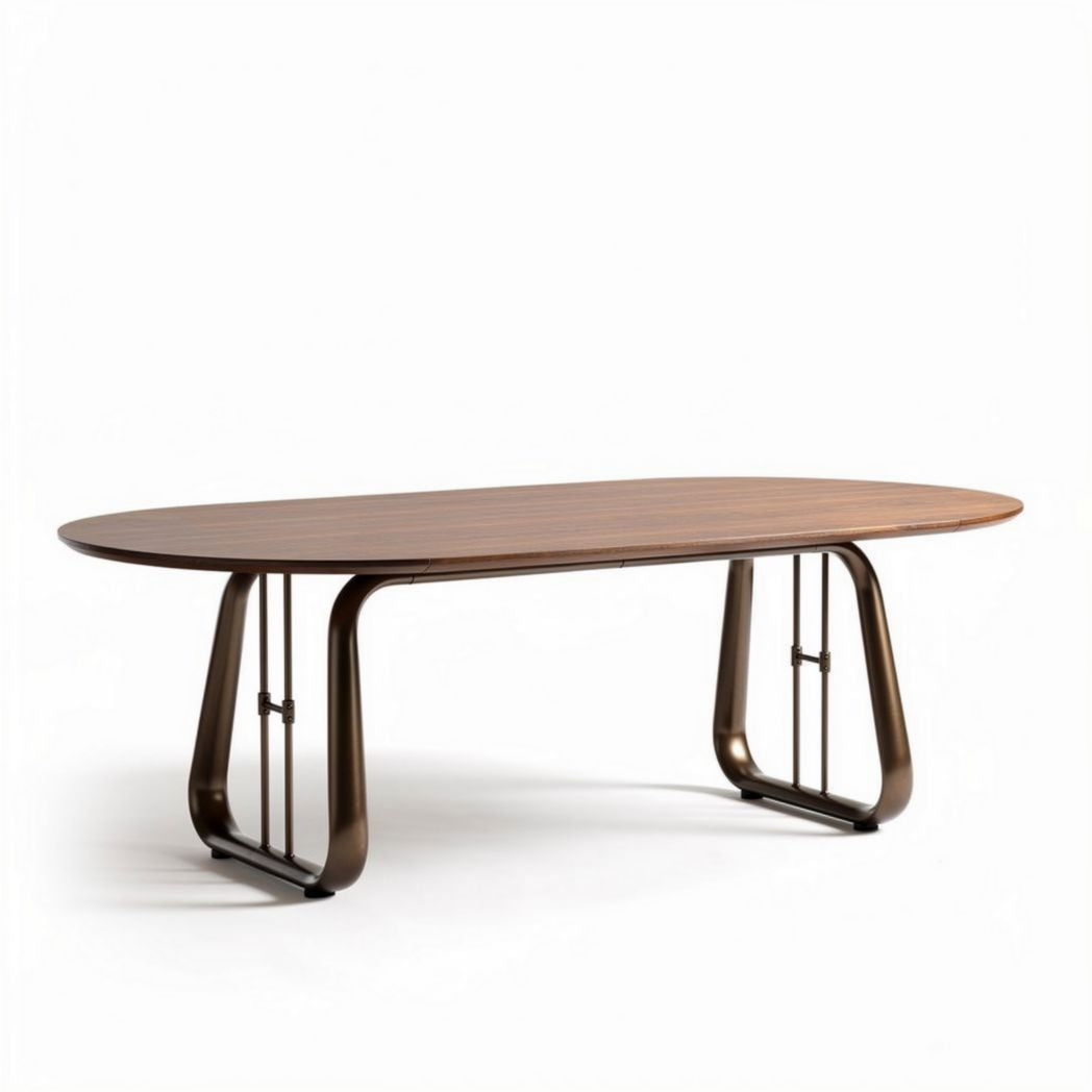 Esstisch aus Holz 170 x 80 x 75 cm mit metallgestell in braunem finish
