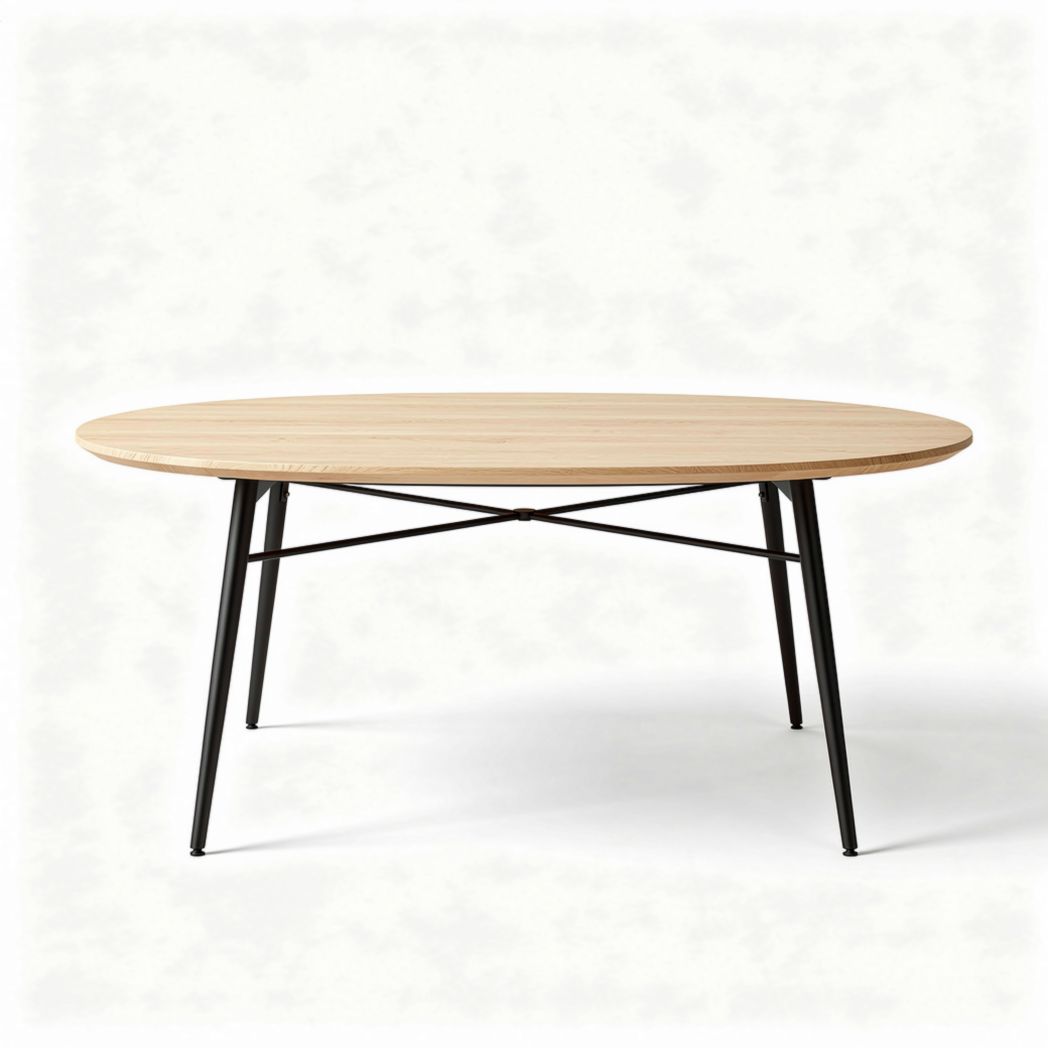 Esstisch aus Holz mit metallgestell oval 120 x 75 x 75cm naturfarben